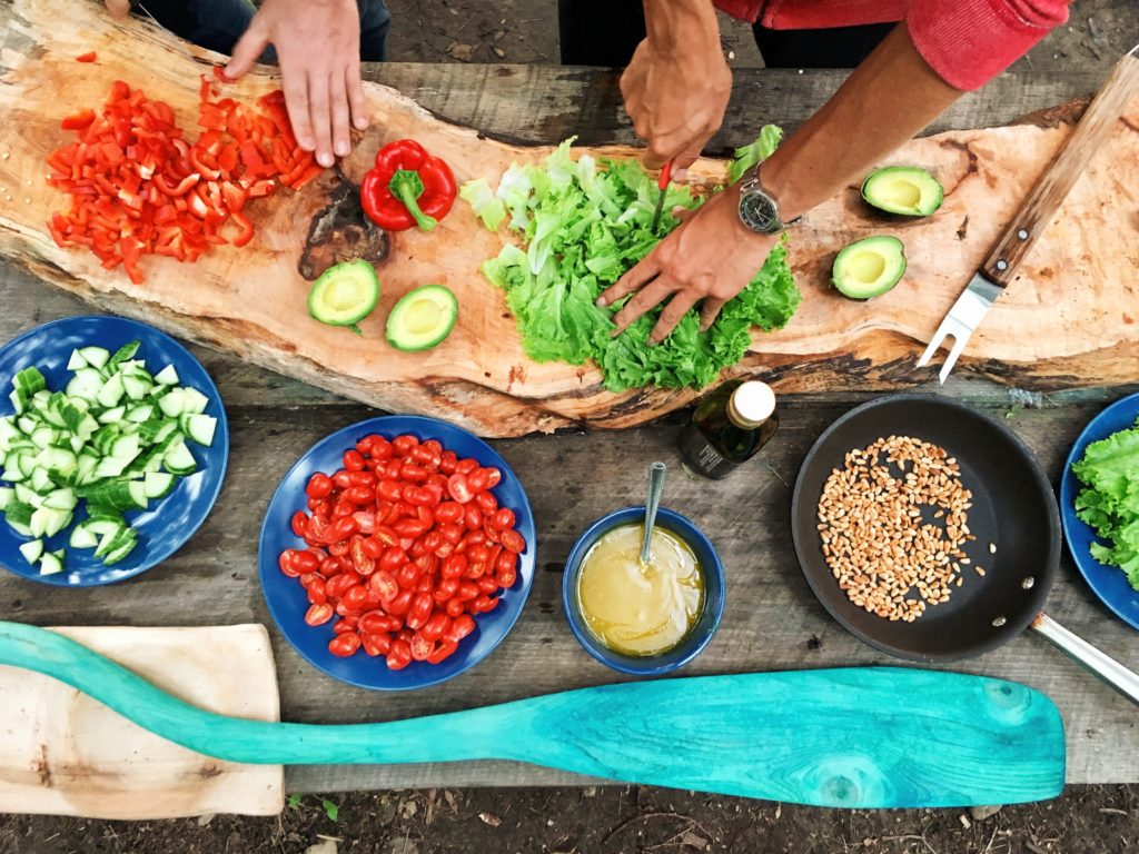 paleo meal planning vegetables cutting board